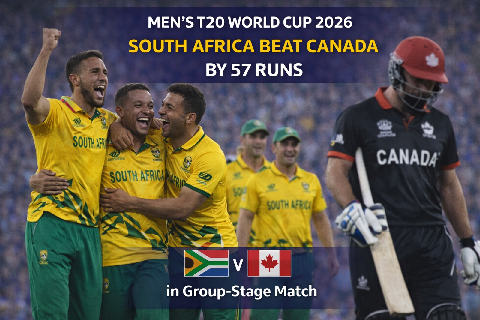South Africa Register 57-Run Victory Over Canada in Men’s T20 World Cup 2026